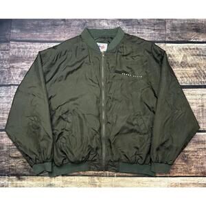 VTG Perry Ellis Bomber Jacket Mens XL Silk Green Full Zip 90s